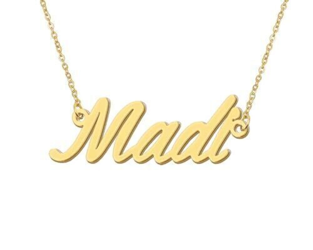 2653 18k Gold Plated Madi Name Necklace Chain Nameplate Necklaces Stainless